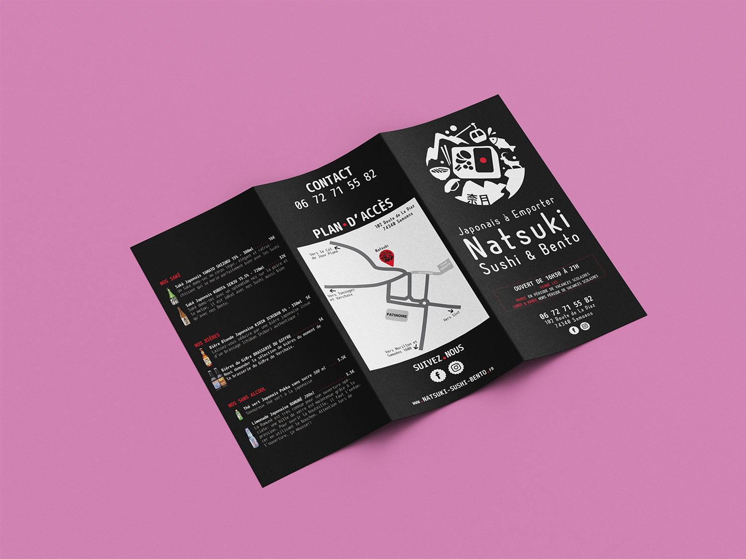 Exemple de réalisation de dépliant restaurant. Speyser, agence de communication visuelle Annemasse