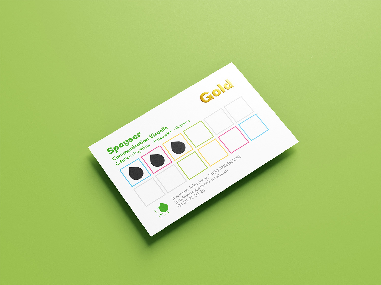 Exemple de réalisation de carte de fidélité. Speyser, agence de communication visuelle Annemasse