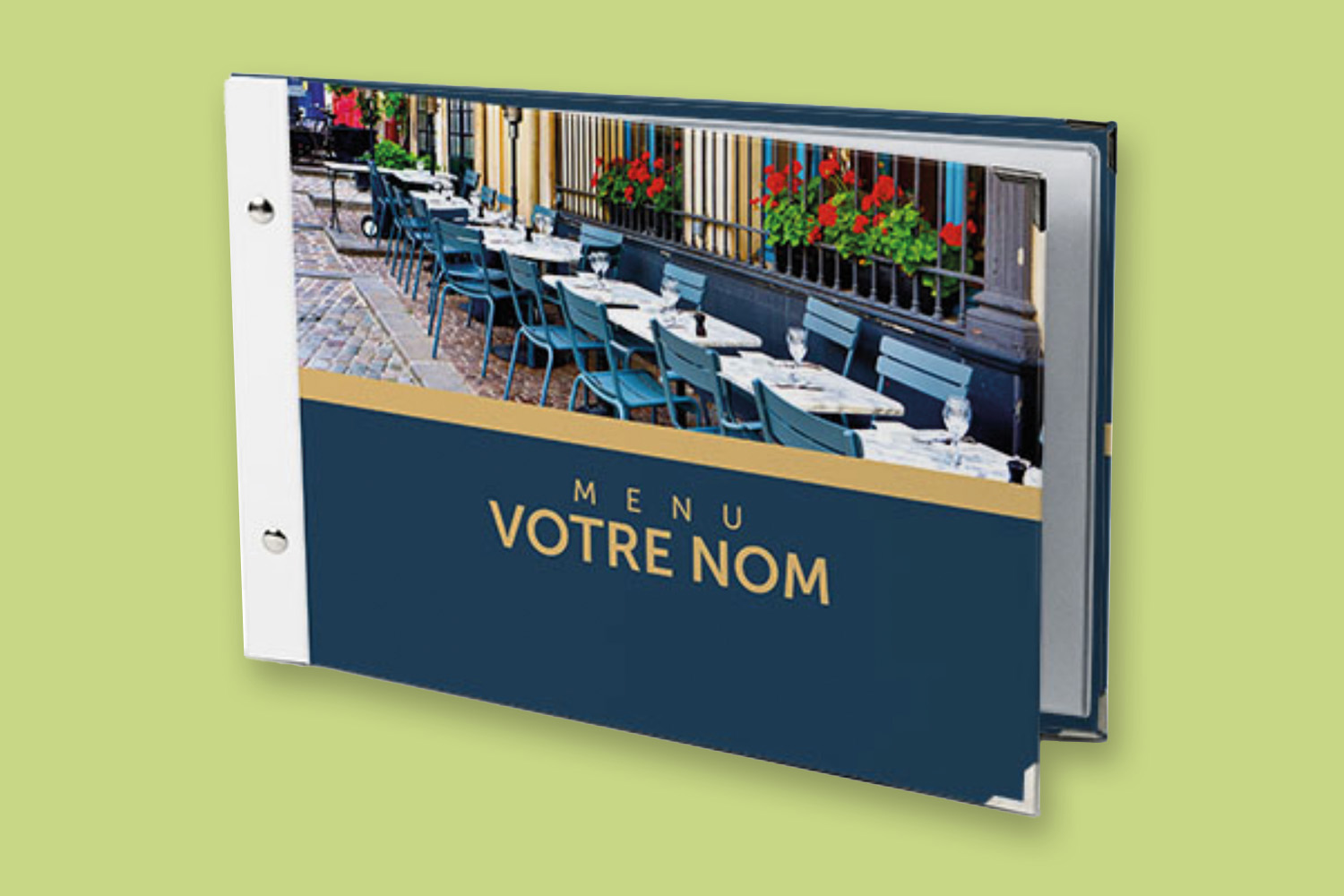 Réalisation de porte-menu de restaurant. Speyser, agence de communication visuelle Annemasse